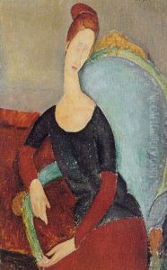 Portrait De Jeanne Hebuterne Assise Dans Un Fauteuil by Amedeo Modigliani