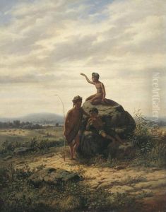 An Intensive Indonesian Landscape With Little Cow Herds by Jan Daniel Beynon