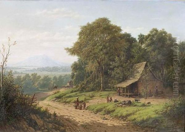Landschaft Mit Eingeborenen Auf Java. - view 1
