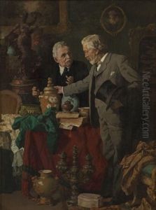 Two Gentlemen Conversing by Louis Charles Moeller