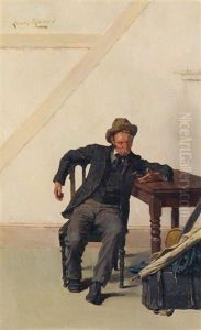 A Waiting Traveler Checking His Watch