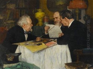 Gentlemen Discussing Music by Louis Charles Moeller