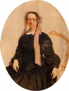 Portrait Of A Seated Elegant Woman by Louis Charles Moeller