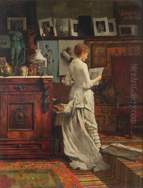 Elegant Woman Looking At A Print - view 1