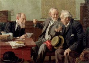 Three Gentlemen Conversing by Louis Charles Moeller