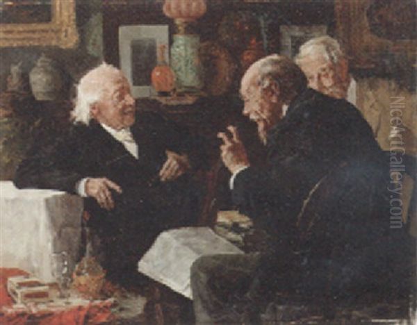 Three Men In Conversation - view 1
