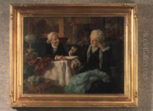 A Gentleman Offering An Infant's Bootie To A Lady