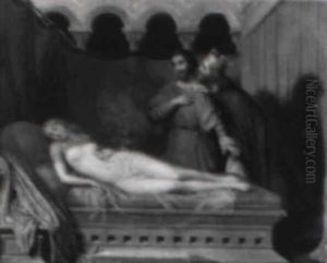 Gyges In The Bedchamber Of King Candaules by Charles Victoire Frederic Moench