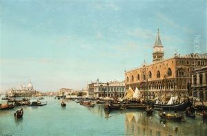 The Doge's Palace And The Piazza San Marco, Venice by Jean Baptiste van Moer