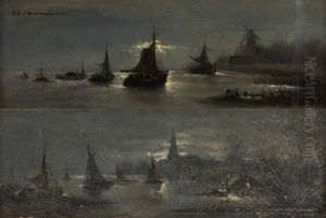 Vues Portuaires Nocturnes (2 Works) by Edouard-Joris Moerenhout