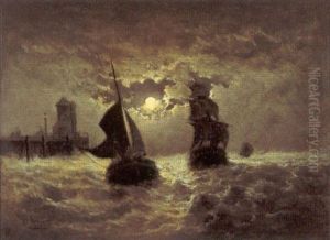 Marine Bij Maanlicht by Edouard-Joris Moerenhout