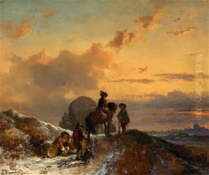 Winter Landscape With Soldiers At Rest