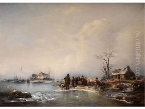 Grosse Winterlandschaft Mit Staffagefiguren Grosse Winterlandschaft Mit Staffagefiguren