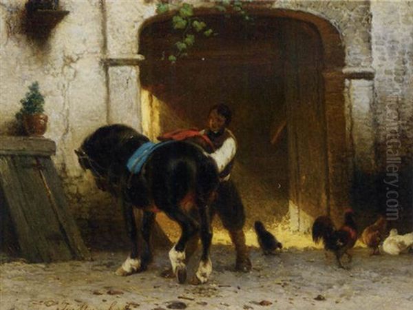 Saddling The Horse - view 1
