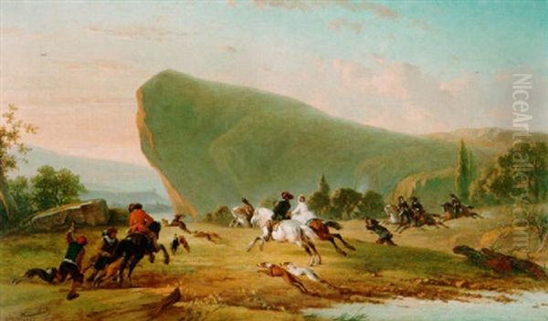A Stag Hunt In An Italianate Landscape - view 1
