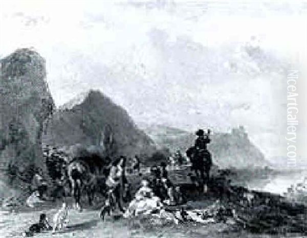 A Hunting Party Resting In A River Valley - view 1
