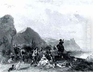 A Hunting Party Resting In A River Valley A Hunting Party Resting In A River Valley
