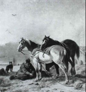 Fisherman With Horses In The Dunes Fisherman With Horses In The Dunes
