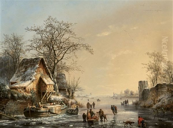 Animated River Landscape In Winter - view 1