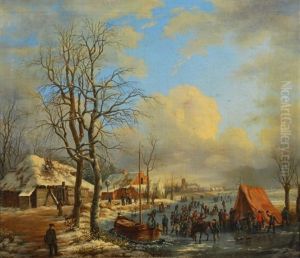 Paysage D'hiver Avec Patineurs by Albert Eduard Moerman
