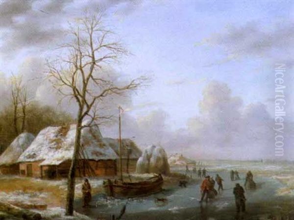 Paysage D'hiver Avec Patineurs - view 1