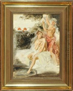 Zwei Badende Im Park (studie) by Hermann Moest