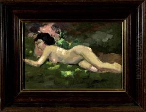 Liegender Frauenakt Im Grunen by Hermann Moest