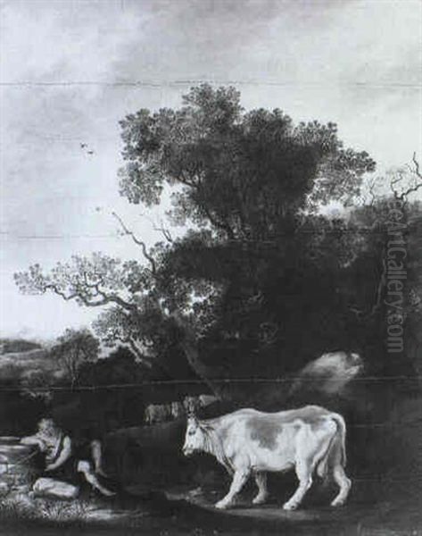 Paysage Avec Un Berger Endormi - view 1