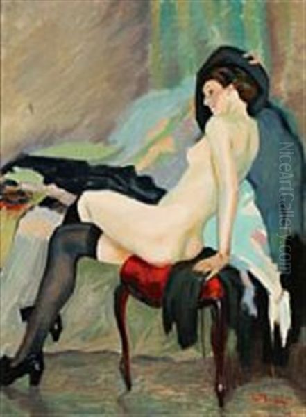 Bedroom Interior With A Halfnaked Woman - view 1