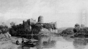Fisher Boat On The Banks Of The River Forth Before Stirling Castle by John Mogford