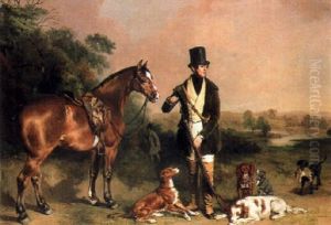 B. Kerr Esquire With His Day's Bag And His Setters "boris" And "carl", His Terrier "mouse" And His Spaniel "beppo" In July by Thomas Mogford
