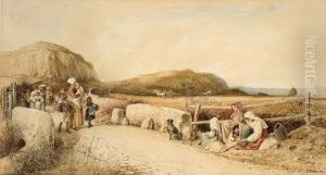 Country Folk On A Road In Italy by Viktor Paul Mohn