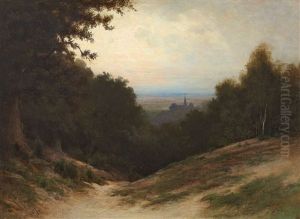Abendliche Landschaft Mit Blick Auf Eine Kirche by Johann Georg Mohr