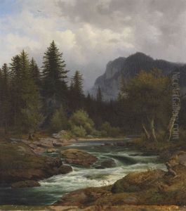Berglandschaft Mit Bachlauf by Johann Georg Paul Mohr