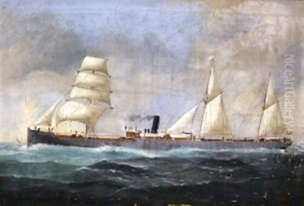 The British Steam And Sail Cargo Ship "ss Breconshire" - view 1