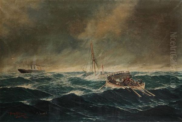 Shipwrecked People From The Two-master Eugene Borda/ Rescued By A Boat From The Antwerp Red Star Line - view 1