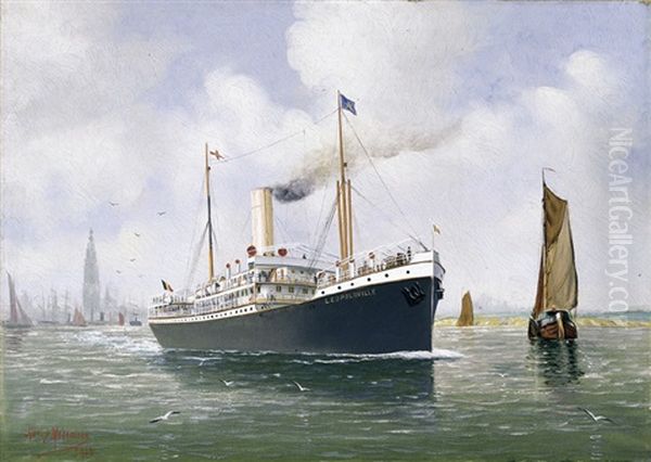 De "leopoldville" Van De Compagnie Maritime Belge Bij Antwerpen - view 1