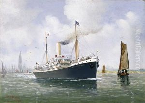De "leopoldville" Van De Compagnie Maritime Belge Bij Antwerpen by John Henry Mohrmann