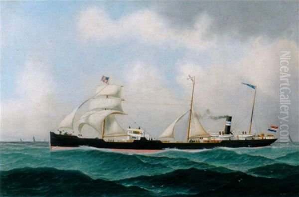 The French Sail And Steamship "la Campine" - view 1