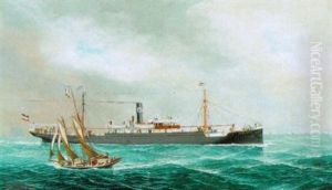 The "erna Boldt" Steaming Up The Channel by John Henry Mohrmann