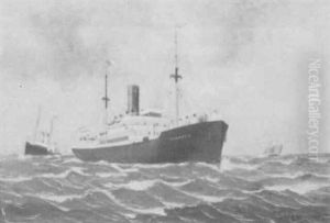 Ships Passing The White Cliffs Of Dover by John Henry Mohrmann
