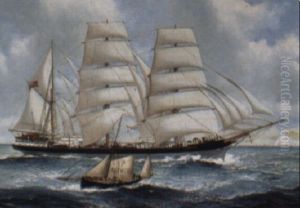 The Iron Barque 'southesk' Off The White Cliffs Of Dover by John Henry Mohrmann