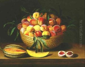 Nature Morte Au Panier De Peches Et Melon Sur Un Entablement by Louise Moillon