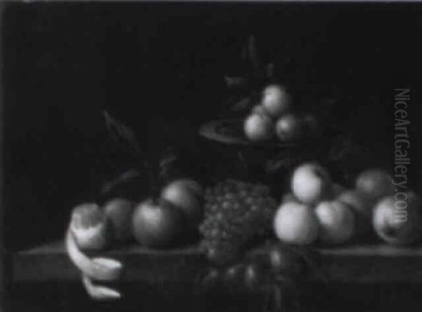 Still Life Of Oranges, Peaches, Grapes And Other Fruit All On A Ledge - view 1