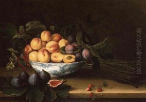 Abricots Dans Une Porcelaine Wang Li Et Botte D'asperges by Louise Moillon