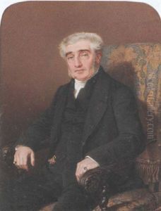 The Reverend William Rayer Wearing Black Suit And White Bands, Gold Rings On His Hands, Gold Seals At His Waist