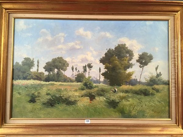 Promeneur Dans Les Champs Cueillant Des Fleurs - view 1