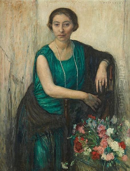 Jeune Femme Au Bouquet De Fleurs - view 1