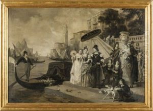 Scena Con Personaggi A Venezia by Federico Moja