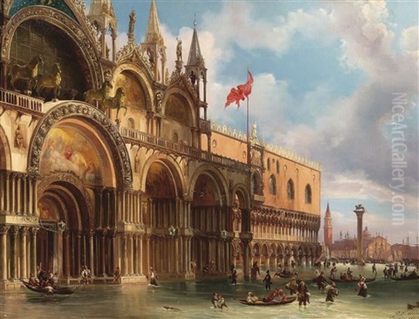 Venice, A View Of Saint Mark's Square With The Acqua Alta - view 1